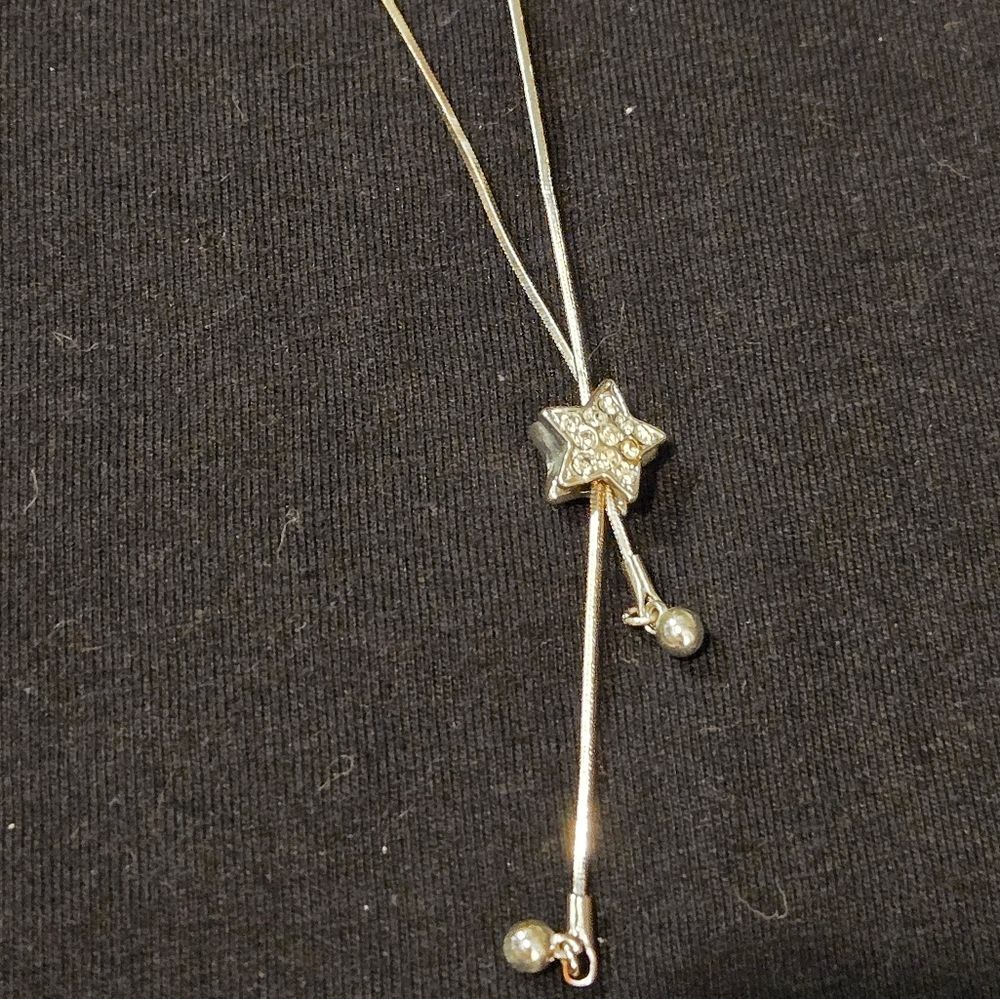 Silver Rhinestone Adjustable Necklace, Vintage '80s '90s
